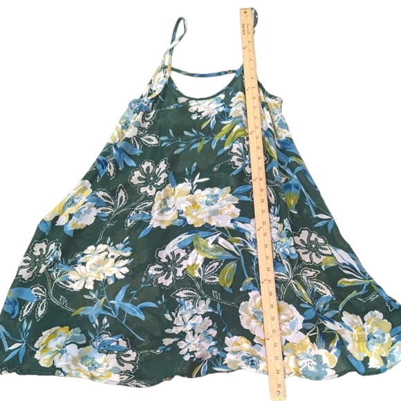 Free People Sheer Floral Mini Dress Coverup Tunic Top Womens XS Green Tank Top - Picture 7 of 9